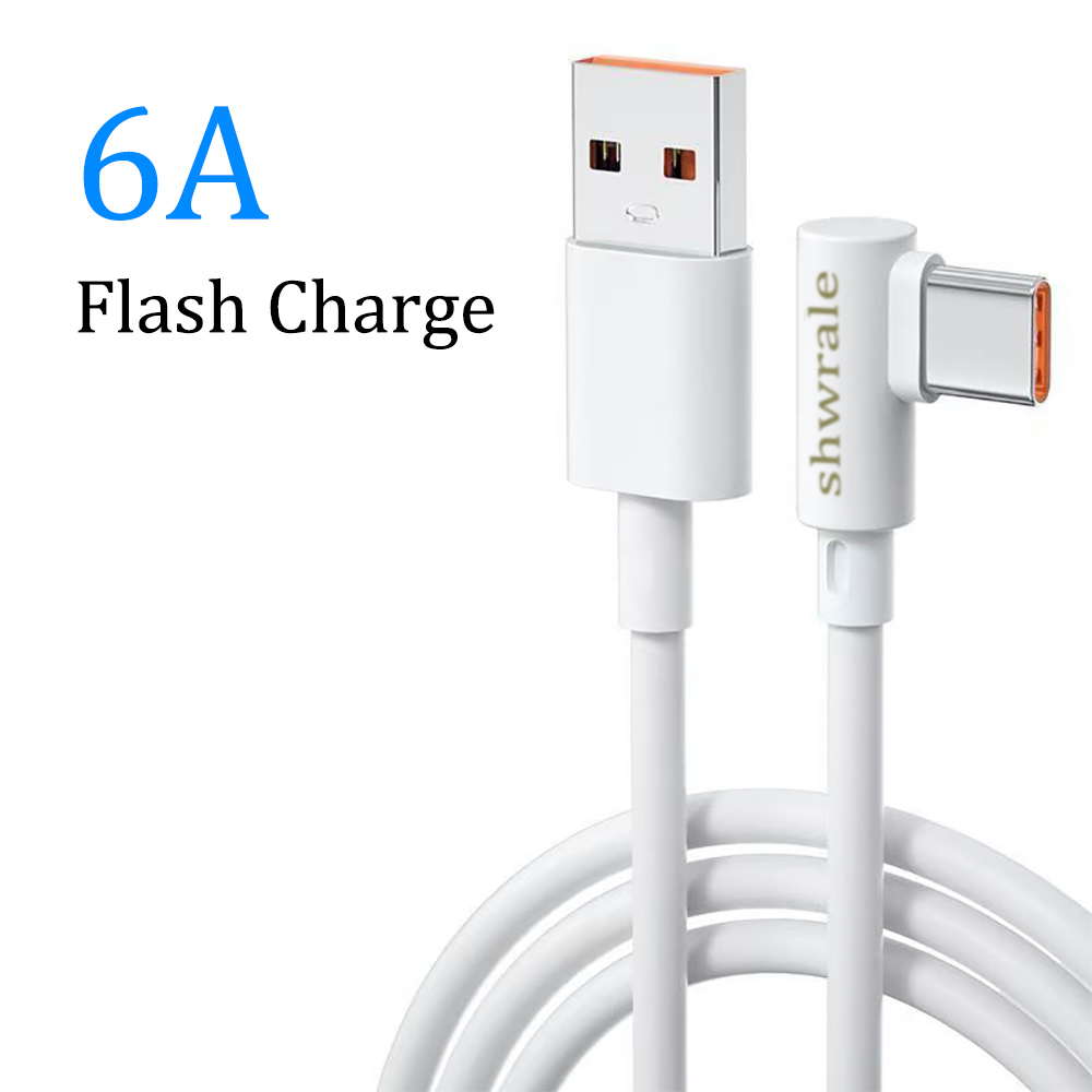 shwrale 6A USB C Fast Charger Cable for Cell Phones, 3FT Right Angle Type C Charging Cord for Gaming & Everyday Use