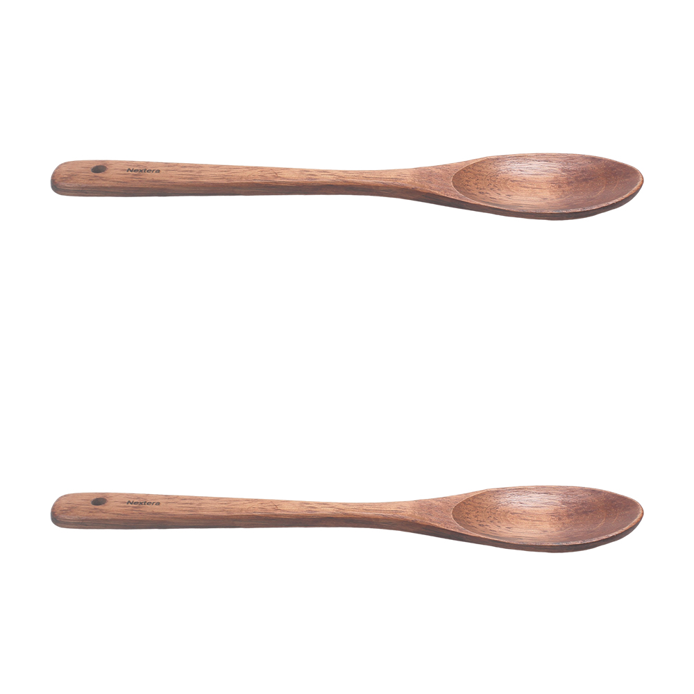 Nextera 2PCS Wooden Cooking Spoons - Durable Wood Utensils for Kitchen Non Stick Cookware, Baking, Cooking, Serving & Soup Stirring