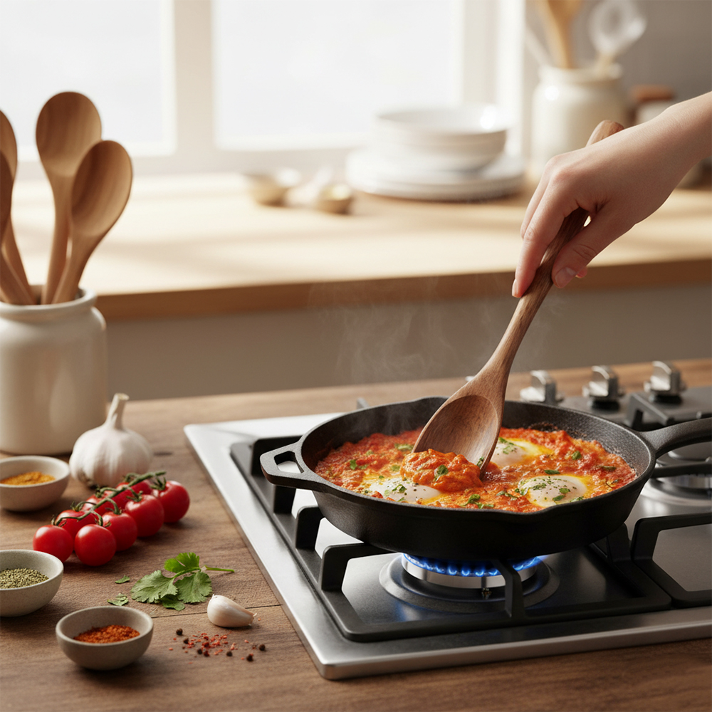 Nextera 2PCS Wooden Cooking Spoons - Durable Wood Utensils for Kitchen Non Stick Cookware, Baking, Cooking, Serving & Soup Stirring