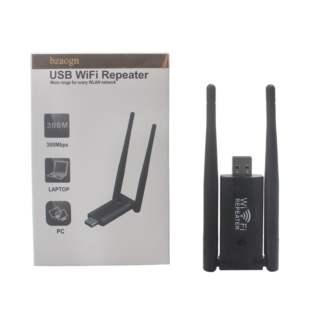 bzaogn USB WiFi Repeater - Wireless Network Repeaters for Laptops & PCs, 300Mbps Computer Hardware Signal Booster for Home and Office