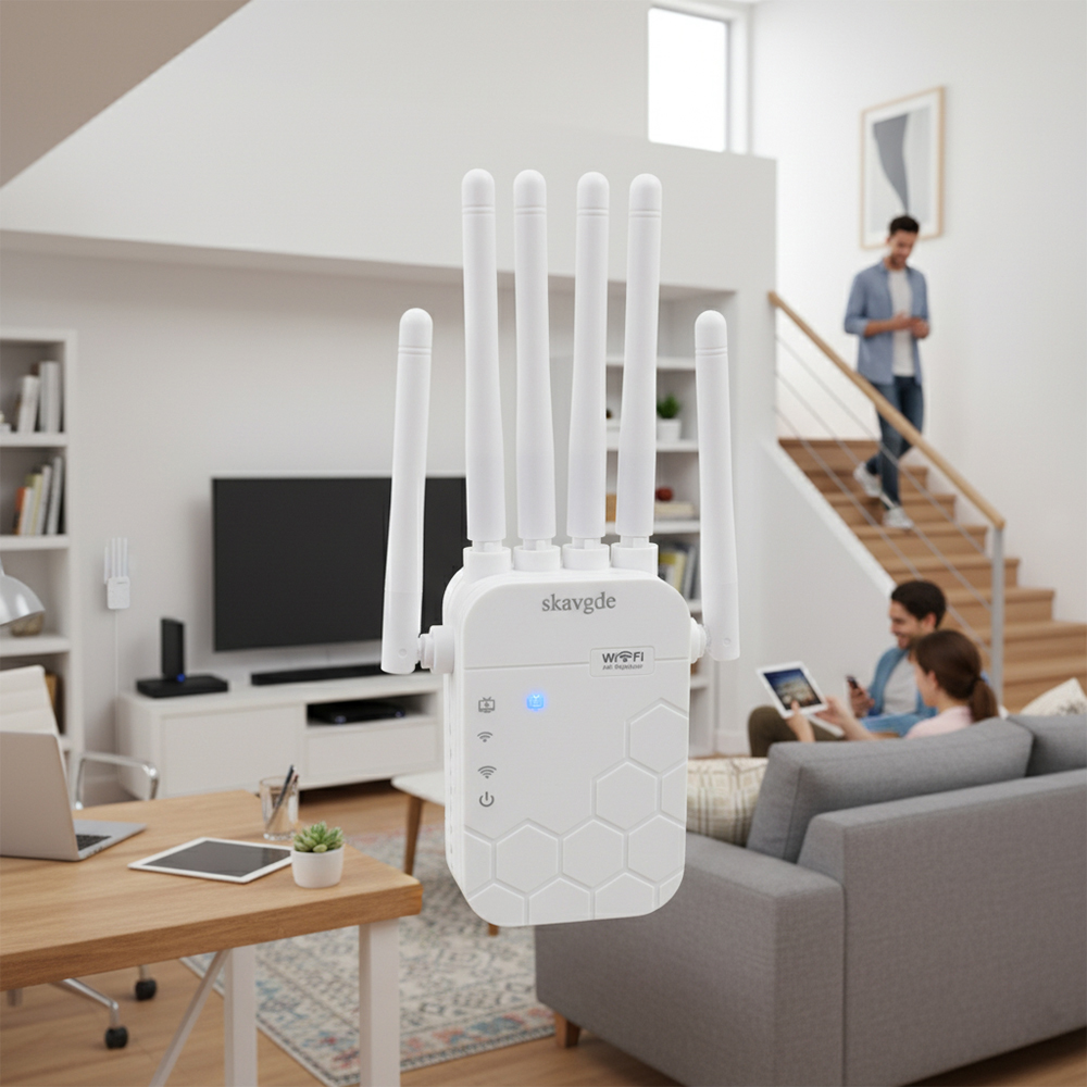 skavgde Computer Hardware - Wireless Network Repeater - High-Speed WiFi Range Extender for Large Homes & Multi-Floor Offices, Boosts Coverage