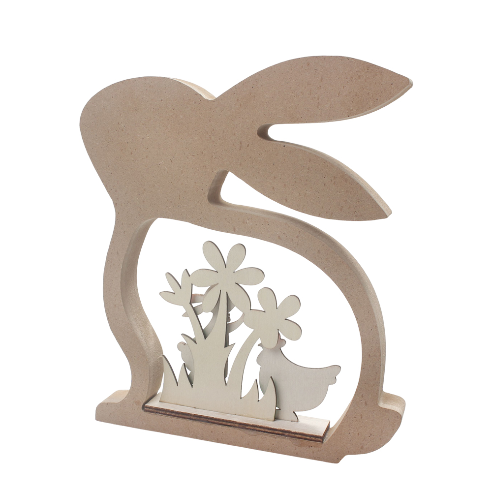 ForgeFrond Easter Bunny Decorations - Works of Art of Wood, Wooden Rabbit Figurine for Home Tabletop, Rustic Easter Gift for Kids & Family, Entryway,Living Room & Office Decor