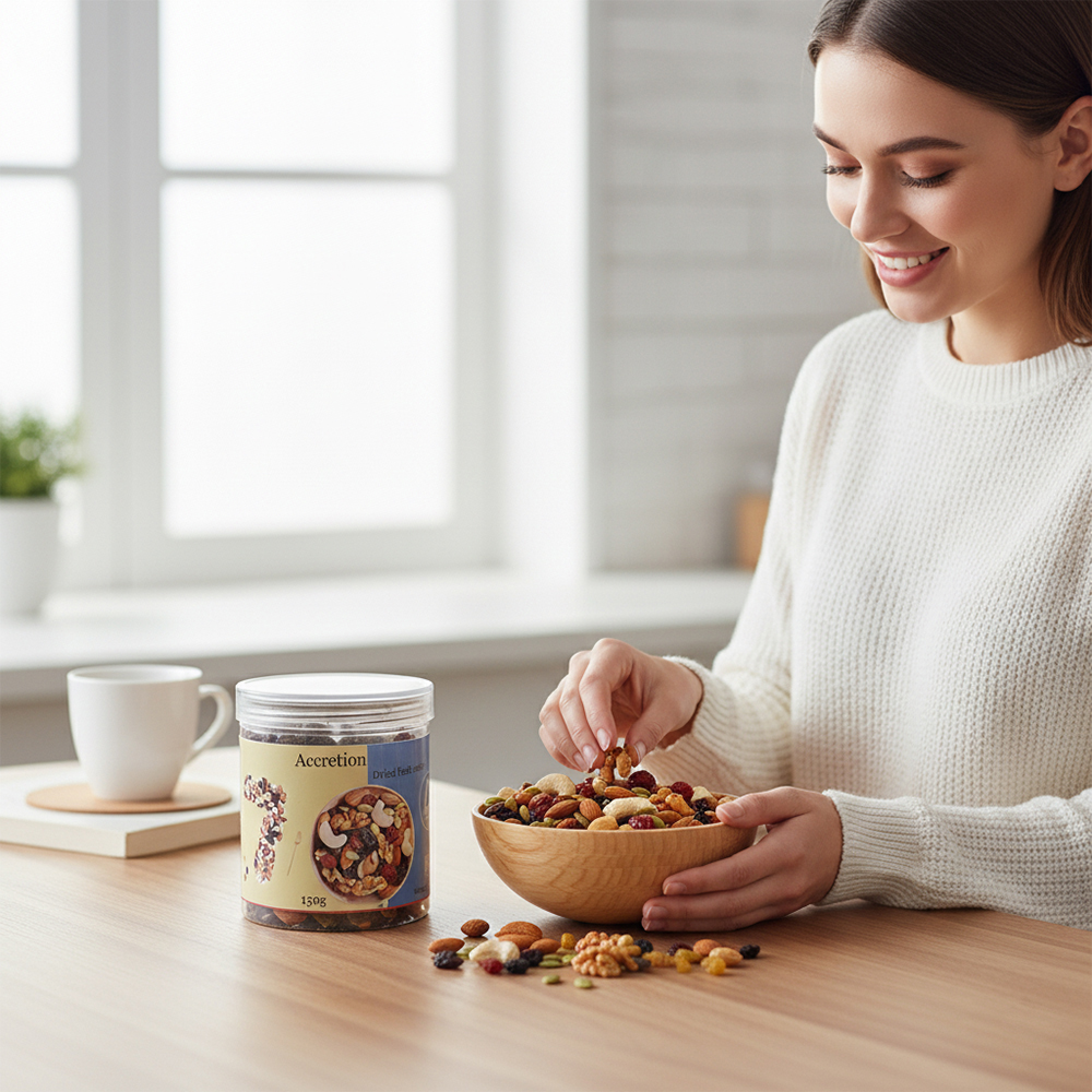 Accretion Premium Dried Fruit Mixes with Walnuts, Almonds, Cashews ,Pumpkin seeds, Black currant, Red grape& Cranberries - Dried Fruit Healthy Snacks for Adults and Kids,150g Jar