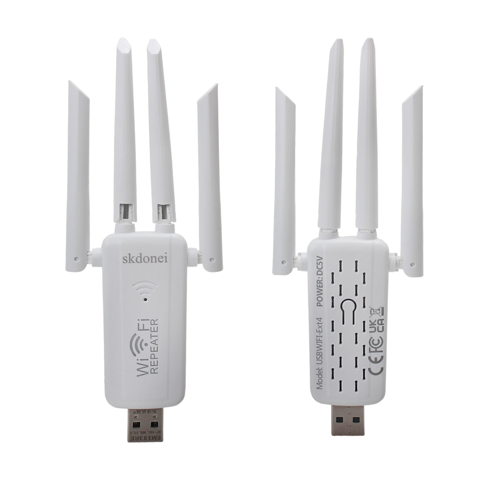 Skdonei Computer hardware-wireless network repeaters, 4 Antennas USB WiFi Range Extender, Plug-and-Play for Home, Office and Travel