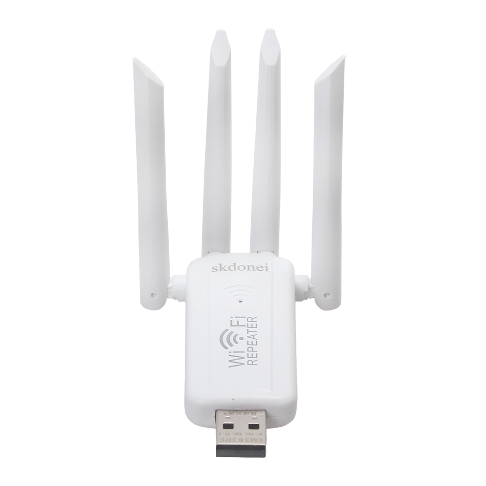 Skdonei Computer hardware-wireless network repeaters, 4 Antennas USB WiFi Range Extender, Plug-and-Play for Home, Office and Travel