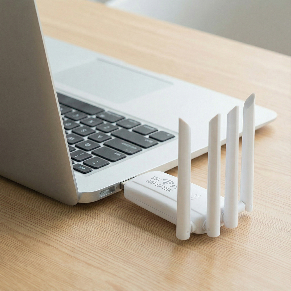 Skdonei Computer hardware-wireless network repeaters, 4 Antennas USB WiFi Range Extender, Plug-and-Play for Home, Office and Travel