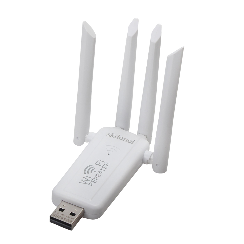 Skdonei Computer hardware-wireless network repeaters, 4 Antennas USB WiFi Range Extender, Plug-and-Play for Home, Office and Travel