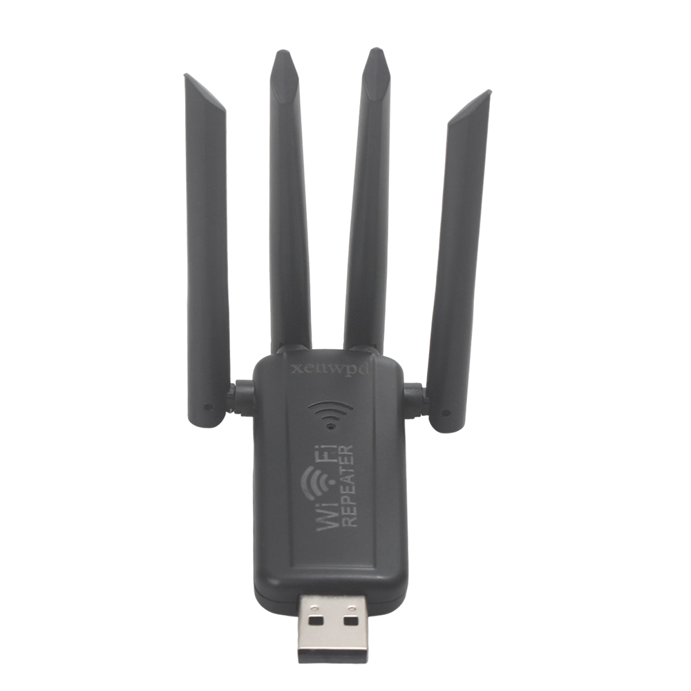 Xenwpd Computer hardware-wireless network repeaters, 300Mbps 4 Antennas USB WiFi Extender, Plug-and-Play for Home, Office and Travel