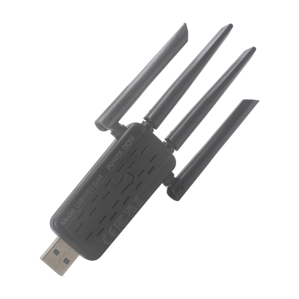 Xenwpd Computer hardware-wireless network repeaters, 300Mbps 4 Antennas USB WiFi Extender, Plug-and-Play for Home, Office and Travel