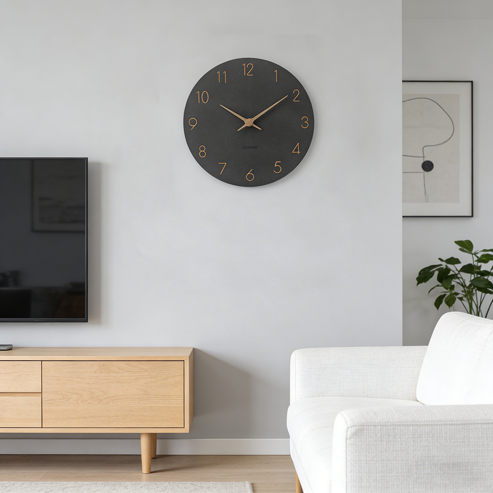 ACCSHINE 12 Inch Silent Wall Clock, Minimalist Frameless Design, Battery Operated, Suitable for Bedroom/Kitchen/Bathroom/Office