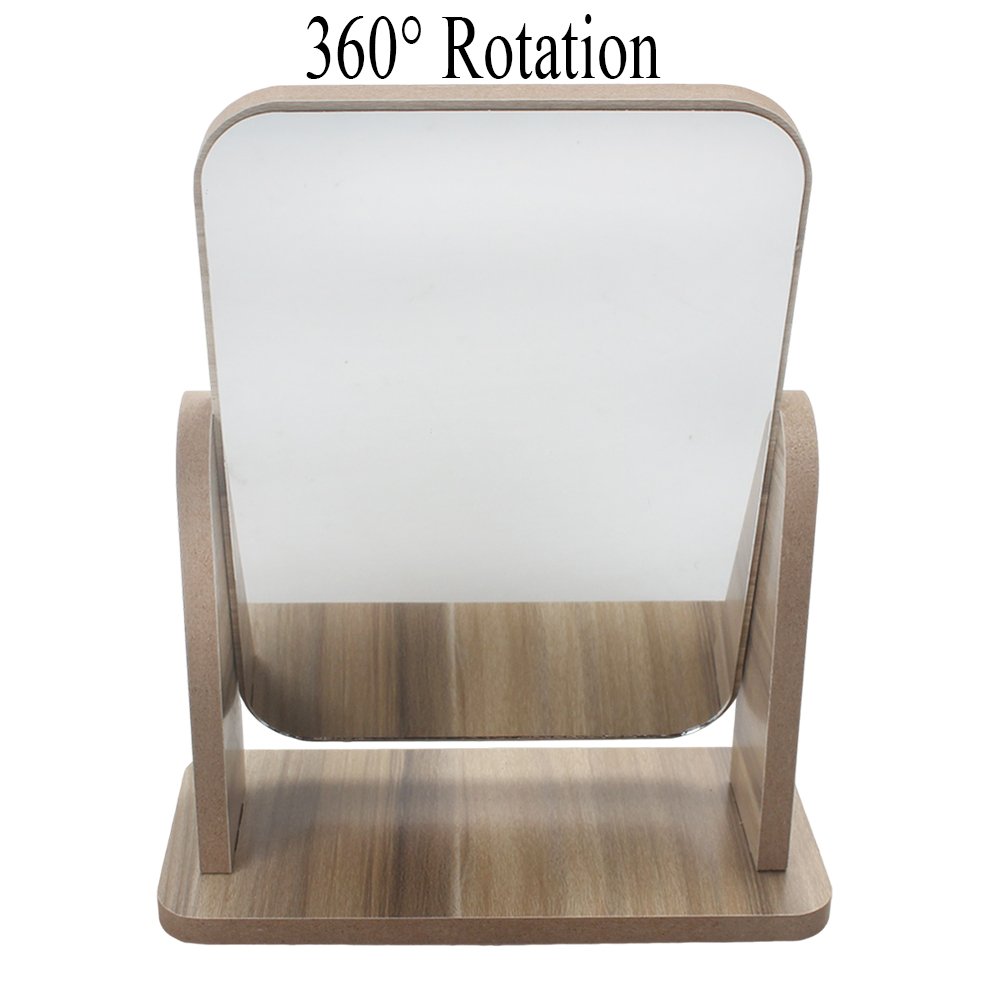 Forlovv 360-Degree Rotatable Mirrors, High-Definition Wooden Tabletop Makeup Mirror for Bedroom Vanity, Bathroom Sink & Daily Grooming