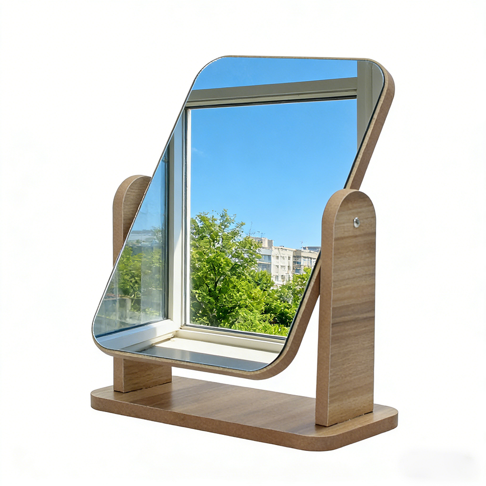 Forlovv 360-Degree Rotatable Mirrors, High-Definition Wooden Tabletop Makeup Mirror for Bedroom Vanity, Bathroom Sink & Daily Grooming