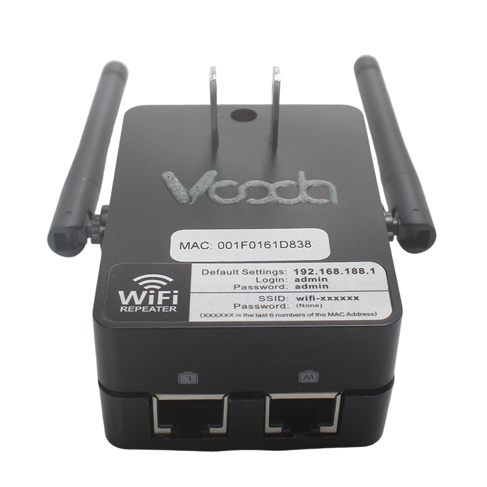 VOODA 300Mbps 2.4G Wireless Network Repeaters with 2 Antennas & 2 Ethernet Ports - Long-Range WiFi Signal Booster for Home,Office