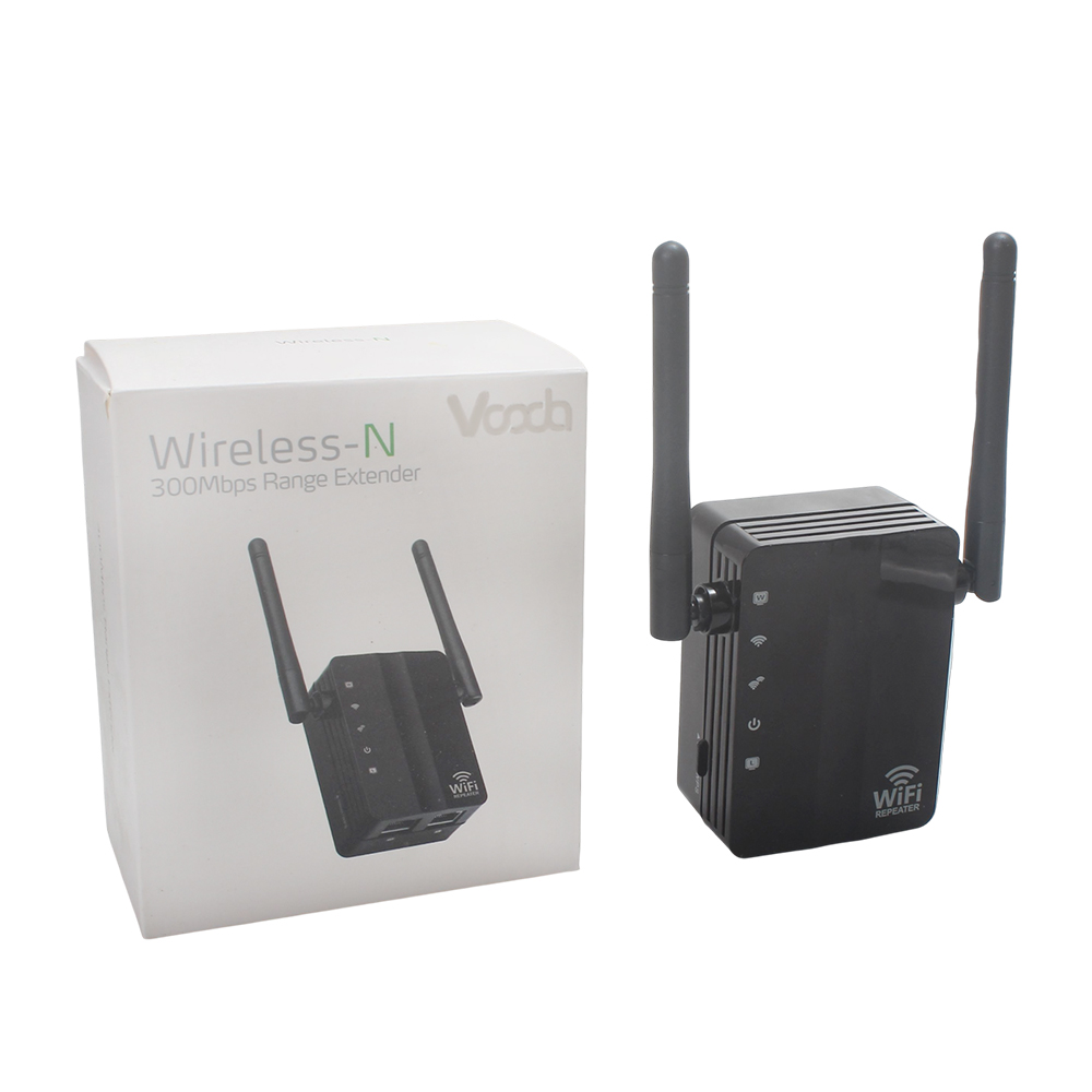 VOODA 300Mbps 2.4G Wireless Network Repeaters with 2 Antennas & 2 Ethernet Ports - Long-Range WiFi Signal Booster for Home,Office