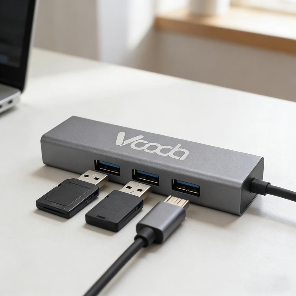 VOODA USB-C Computer Docking Stations - Portable Docking Station for Business Travel, Gigabit Ethernet & 3 USB 3.0 Ports Compatible with MacBook/Laptop/Tablet