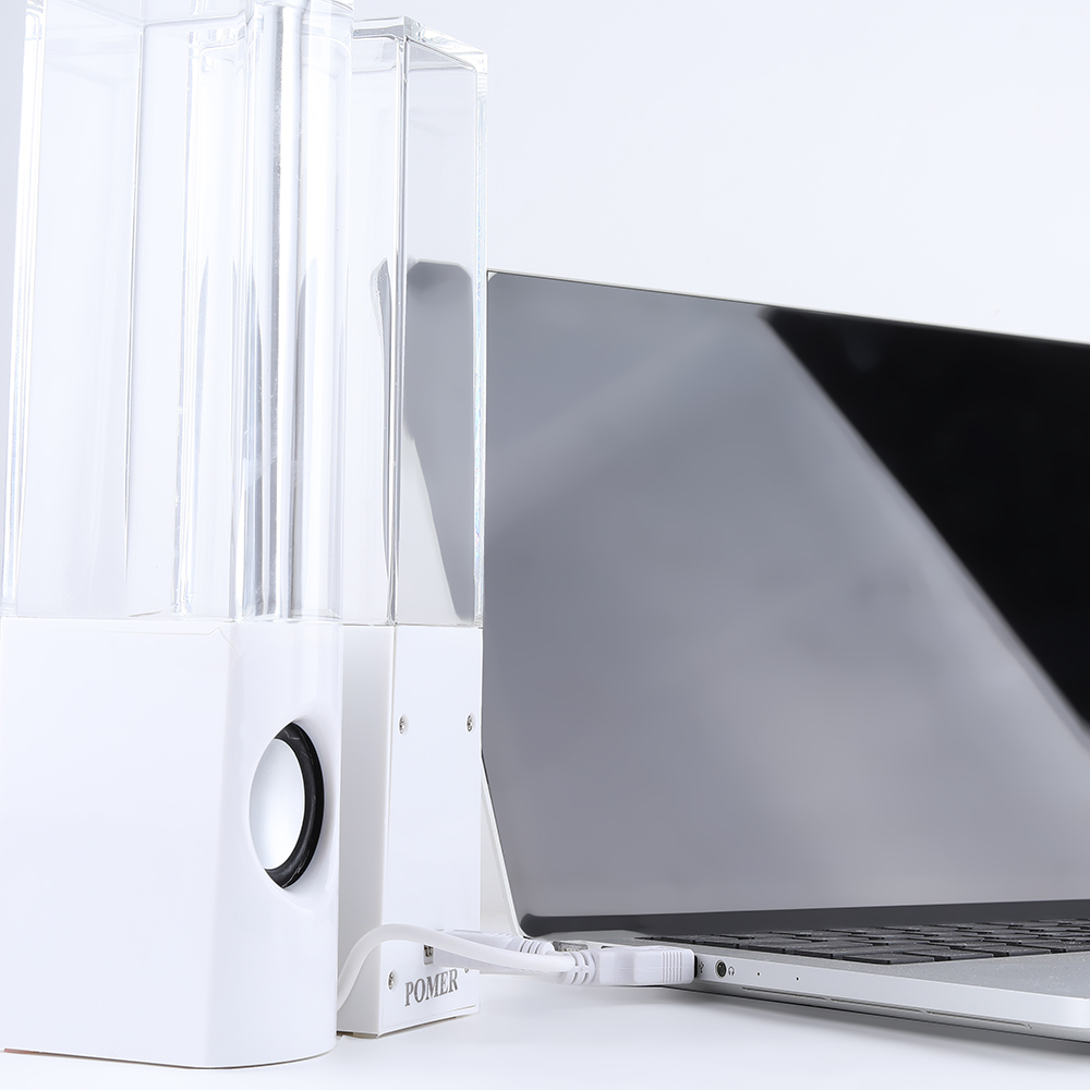 POMER Water Dancing Speakers - USB Powered LED Fountain Loudspeakers with 3.5mm Audio Jack for PC, Laptop, and Desktop Computer