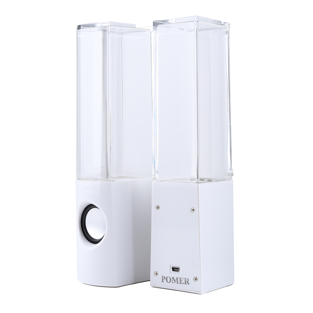 POMER Water Dancing Speakers - USB Powered LED Fountain Loudspeakers with 3.5mm Audio Jack for PC, Laptop, and Desktop Computer