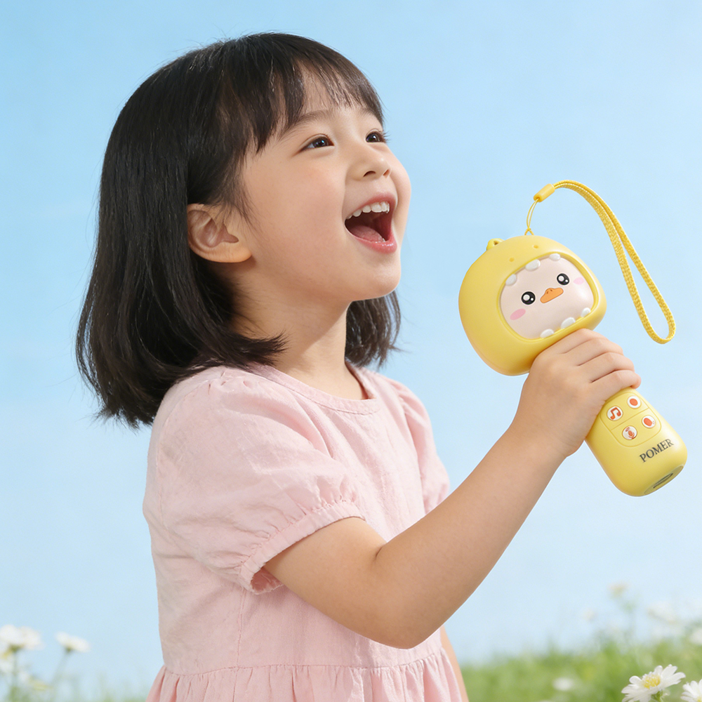 POMER Kids Microphone, Cute Cartoon Animal Design Toddler Microphone for Early Education, Portable Karaoke Mic for Birthday Party, Home & Travel