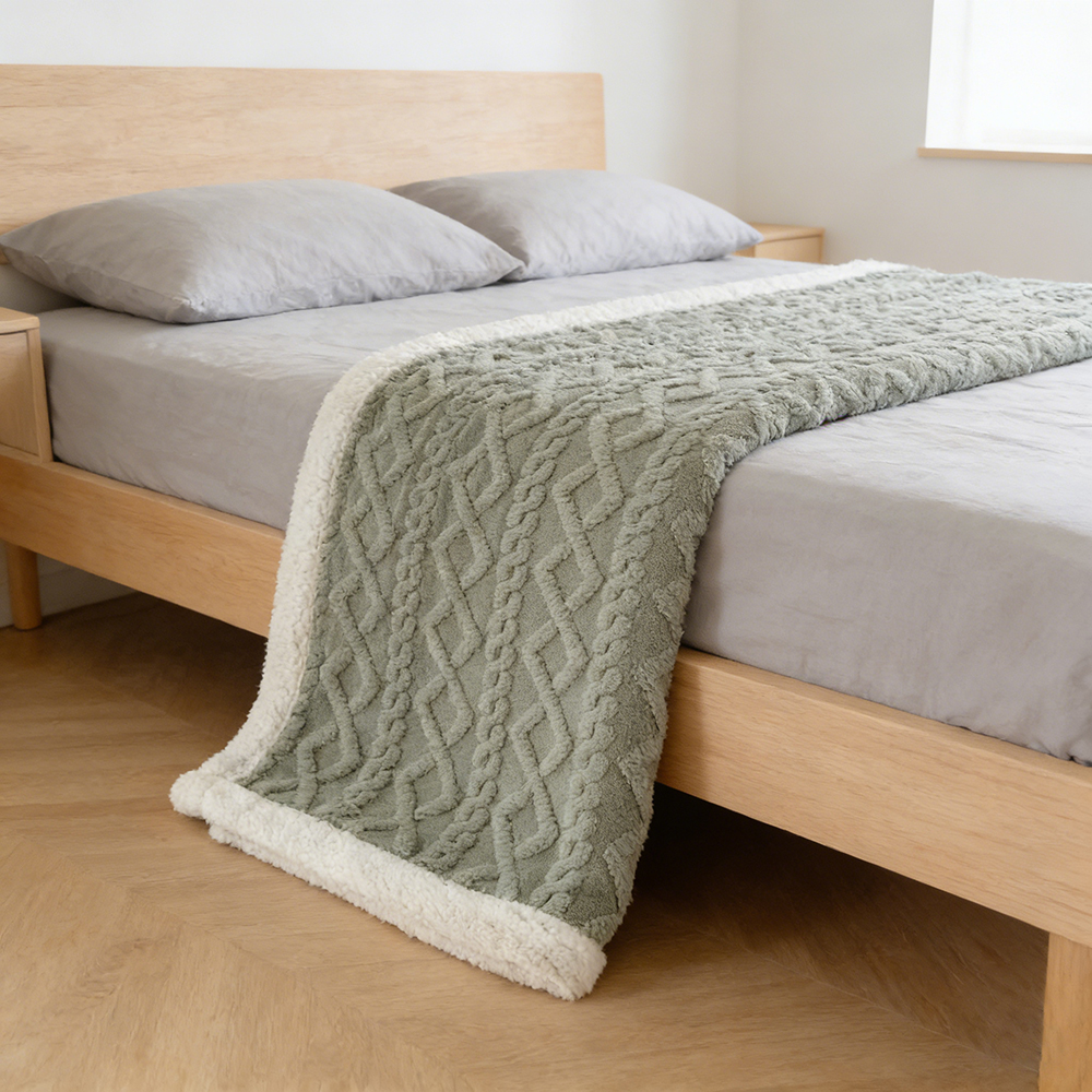 DECMAY Soft Thick Warm Sherpa Bed Blankets - Lightweight Warm Throw Blanket for Bed, Sofa, Camping and Travel