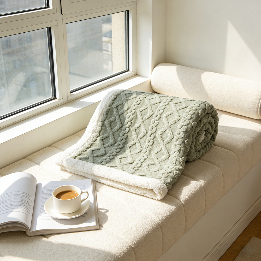 DECMAY Soft Thick Warm Sherpa Bed Blankets - Lightweight Warm Throw Blanket for Bed, Sofa, Camping and Travel