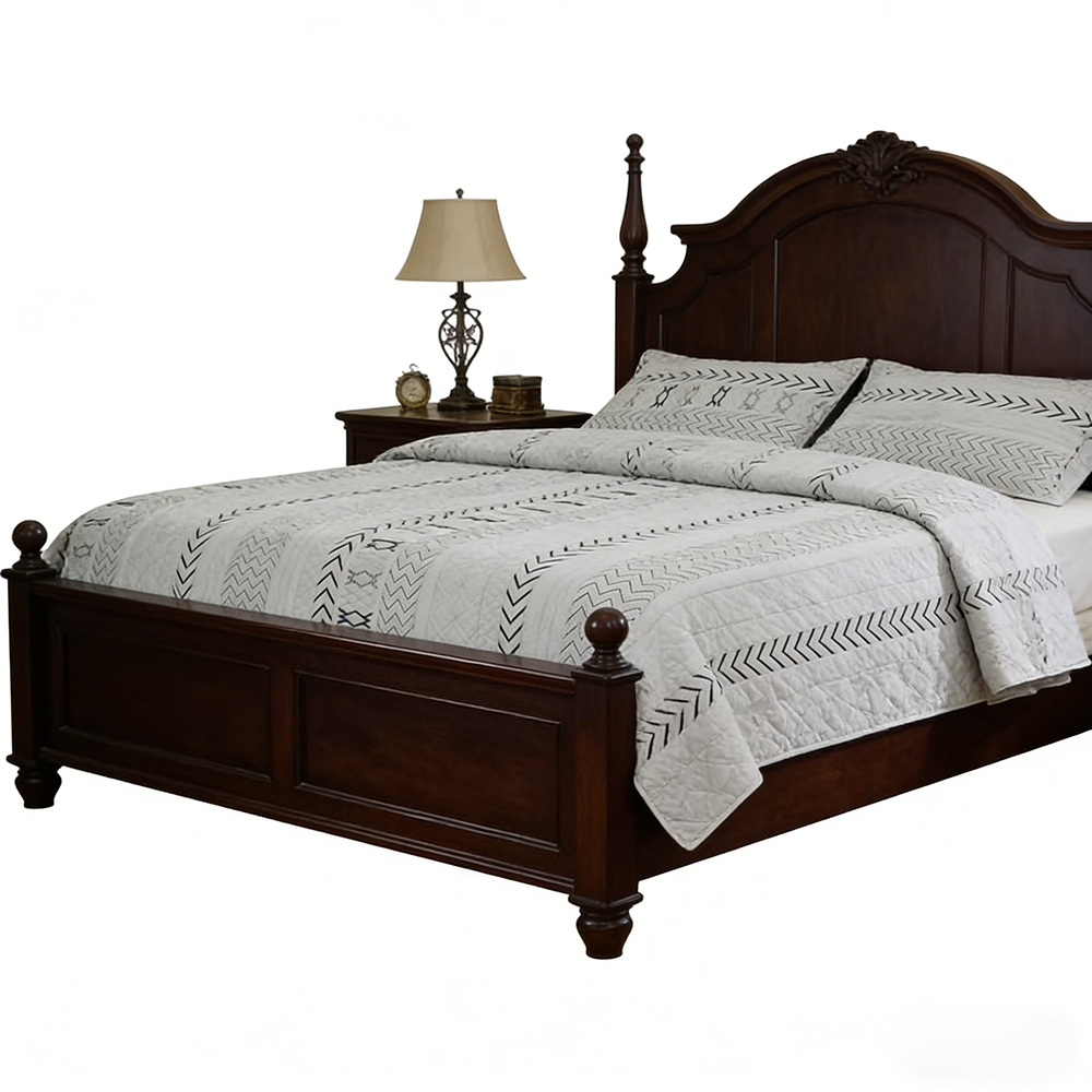 DECMAY Lightweight Geometric Pattern Quilted Bedspreads, Soft Polyester Bedding Set for Home, Bedroom, All Season Bedspread Set (Two Pillow Cases, White)