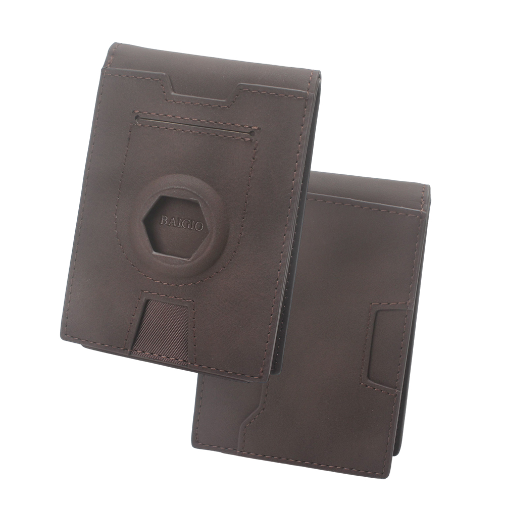 BAIGIO Airtag Wallet for Men, Slim RFID Bifold Wallet with Detachable Magnetic Pop Up Card Holder & AirTag Holder, Smart Minimalist Wallets for 10 Cards, Cash Slot & ID Window