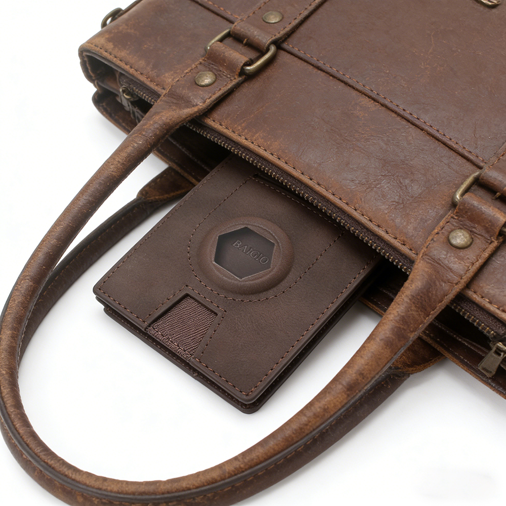 BAIGIO Airtag Wallet for Men, Slim RFID Bifold Wallet with Detachable Magnetic Pop Up Card Holder & AirTag Holder, Smart Minimalist Wallets for 10 Cards, Cash Slot & ID Window