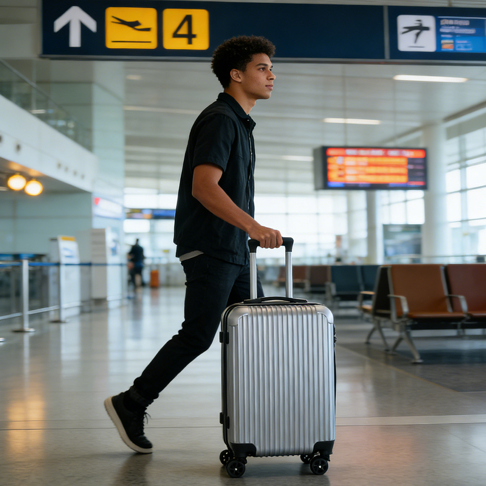 BAIGIO Lightweight 26inch Travelling Trunks, Stylish Striped Hardshell Suitcase with Spinner Wheels & Telescopic Pull Rod Handle for Business Travel and Leisure Vacation