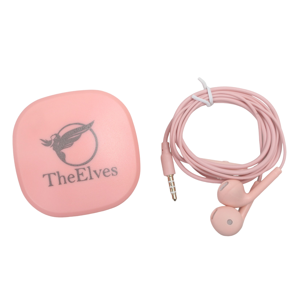 TheElves Wired Headphones with Microphone and Portable Storage Case, Pink In-Ear Earbuds with 3.5mm Jack for School, Travel, and Office Use