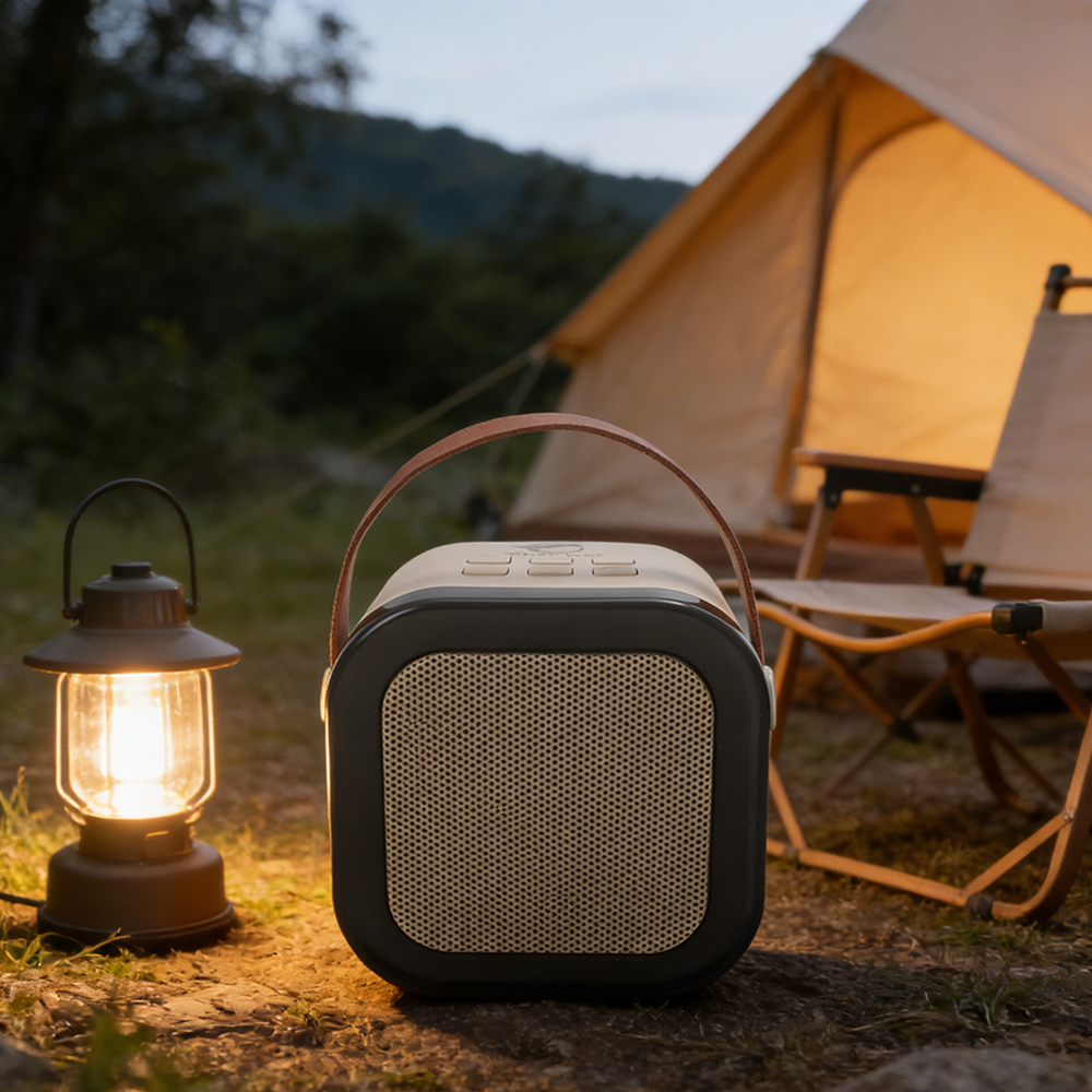 TheElves Portable Bluetooth Loudspeakers with Leather Handle, Mini Wireless Speaker for Outdoor Camping, Picnic, and Travel, Retro Rechargeable Soundbox