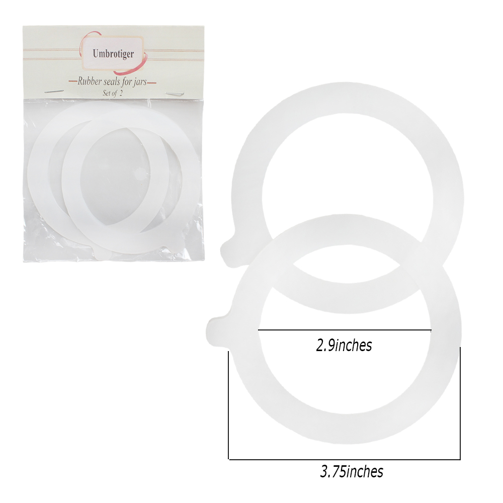 Umbrotiger Rubber Seals for Jars - 3.75Inch Airtight Replacement Gaskets for Mason Jar Lids, Food-Safe Silicone Seals for Canning, Pickling, Jam & Jelly Preservation (Set of 2)