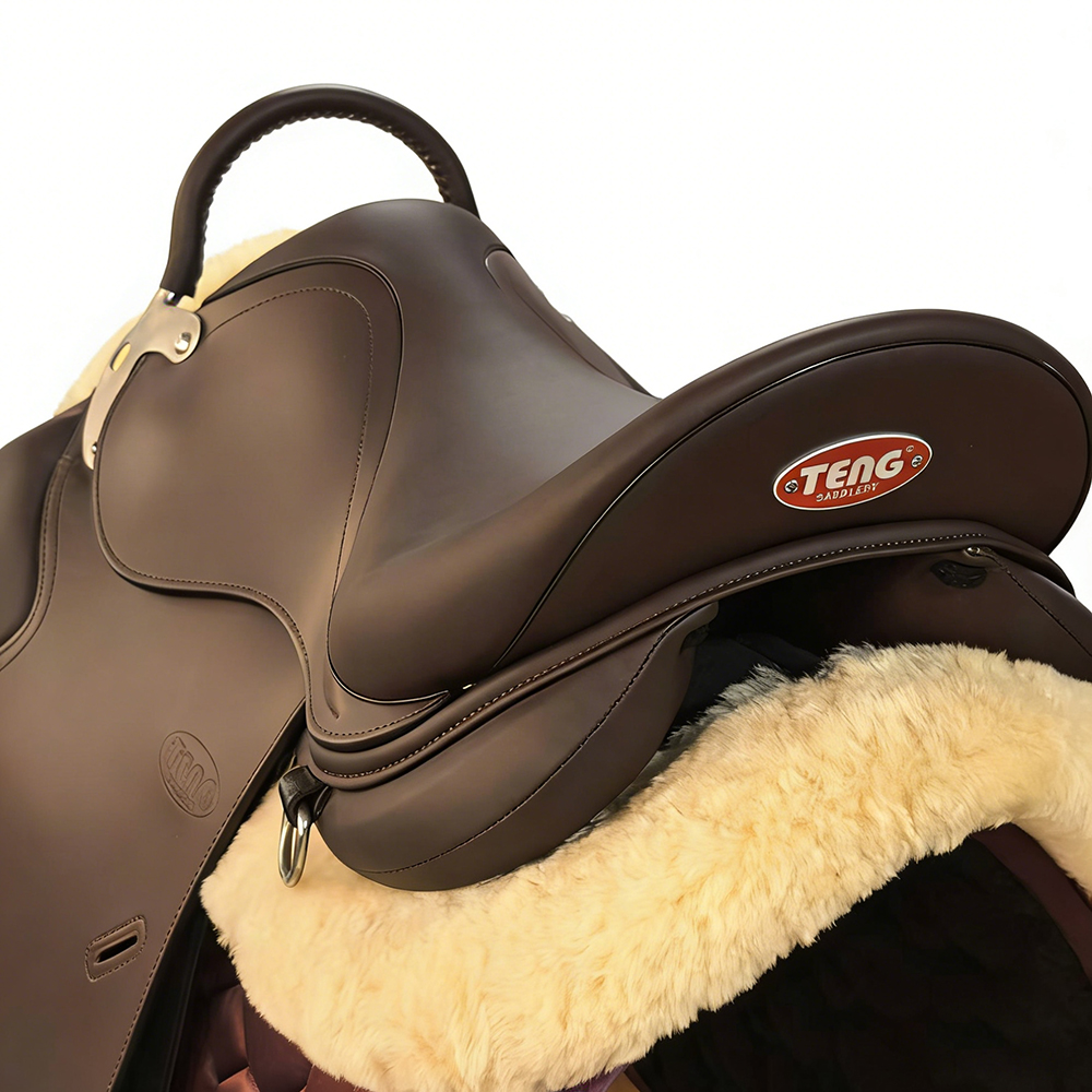 TENG Durable Lightweight Leather Riding Saddles, Comfortable English Horse Saddle for Equestrian Training, Show Events & Daily Riding