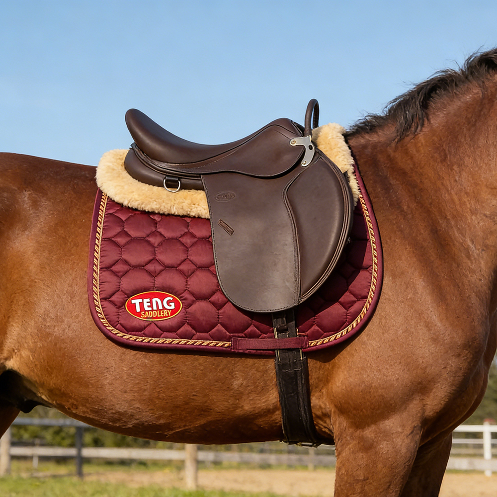 TENG Durable Lightweight Leather Riding Saddles, Comfortable English Horse Saddle for Equestrian Training, Show Events & Daily Riding