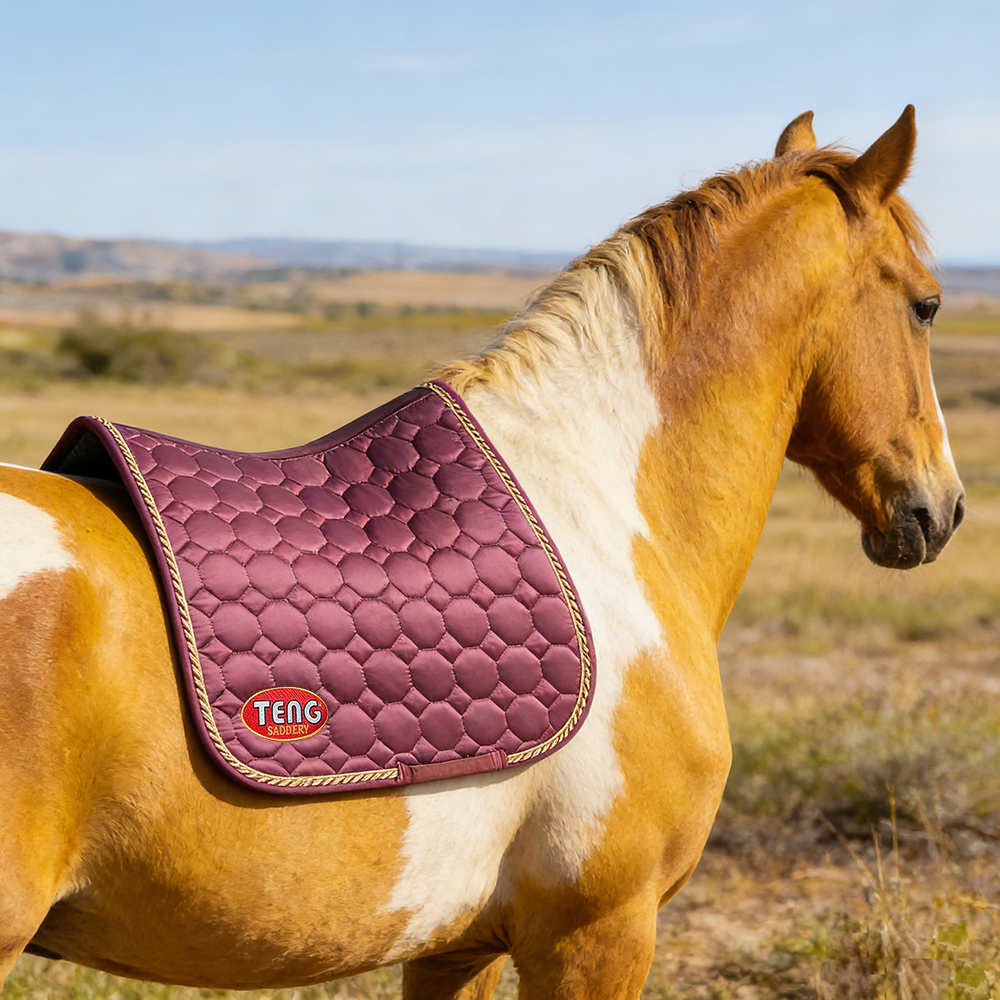 TENG Breathable English Saddle Pad with Moisture-Wicking Lining, Shock-Absorbing Pads for Horse Saddles for Daily Training, Schooling, and Equestrian Exercise