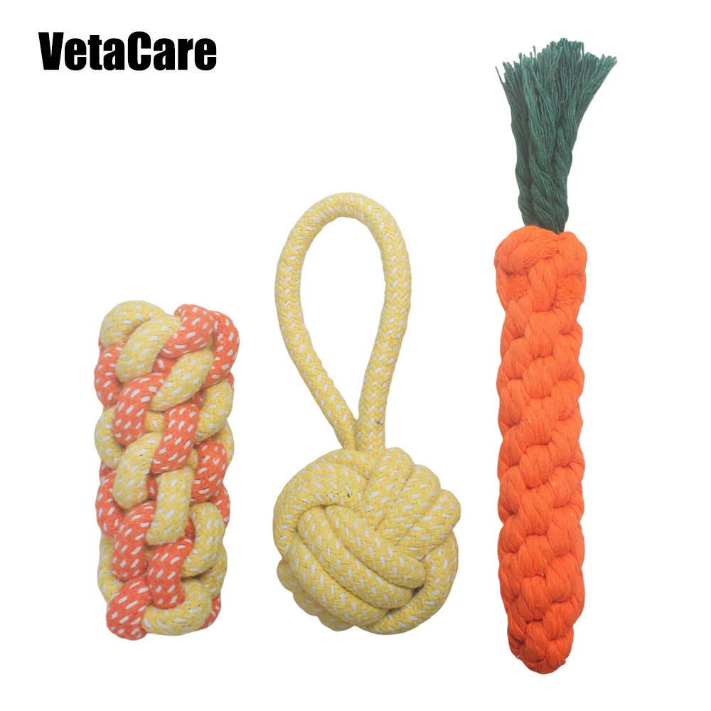 VetaCare 3 Pack Pet Rope Toys Set, Durable Knotted Rope Dog Chew Toys for Interactive Tug of War & Daily Training, Keeps Puppies Busy