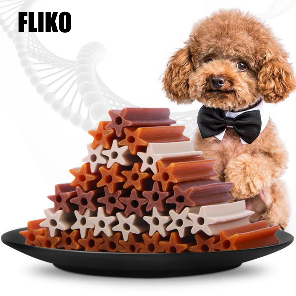 FLIKO Star-Shaped Dog Dental Chews, Edible food for animals for chewing and Teeth Cleaning, Grain-Free Pet Treats for Fresh Breath, Ideal for Daily Oral Hygiene at Home