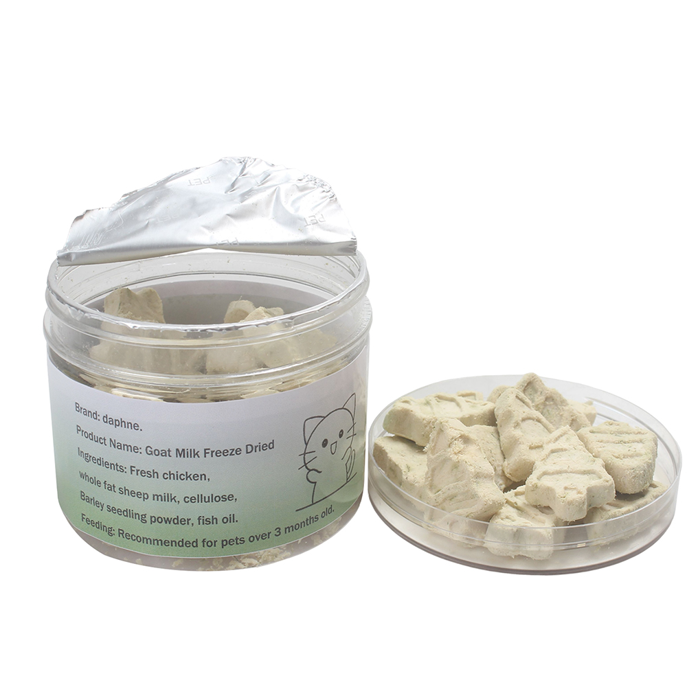 Daphne Cat Pet Food 20g - Chicken & Goat Milk Crunchy Treats with Fiber & Fish Oil, Daily Nutritious Snacks for Kittens & Adult Cats, Supports Healthy Coat & Digestion