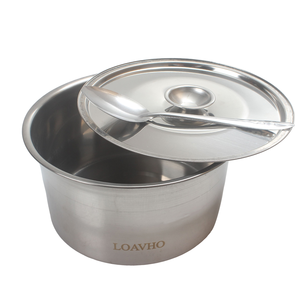 LOAVHO Bacon Grease Container with Serving Spoon, Containers for household or kitchen use not of precious metal, Heavy Duty Stainless Steel Lard Oil Storage Pot for Cooking and Frying.