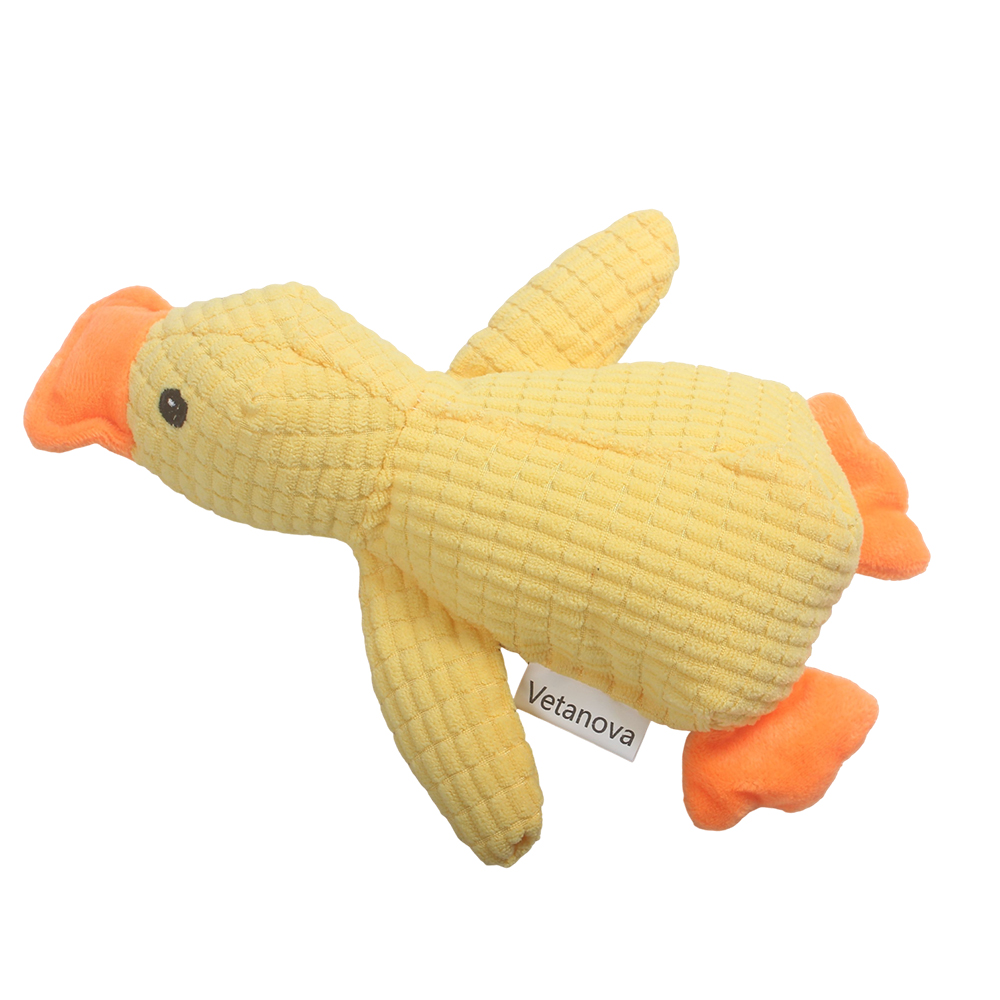 Vetanova Interactive Plush Duck Toy for pets, Squeaker Dog Toy to Relieve Boredom and Anxiety for Small Medium Dogs