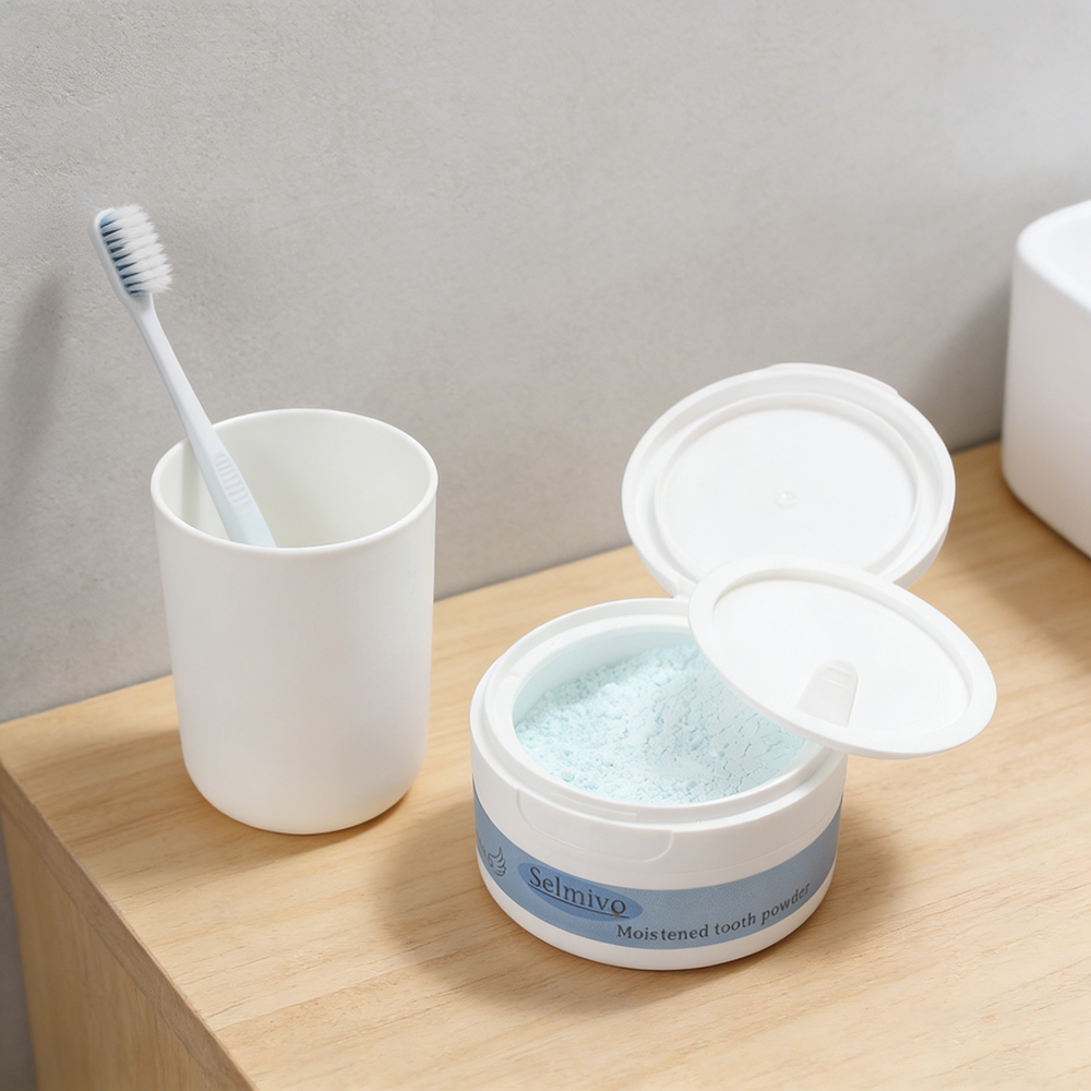 Selmivo 50g Mois tened tooth powder for Teeth Whitening, Natural Stain Remover for Coffee & Smoke, Gentle Daily Oral Care for Brighter Smile