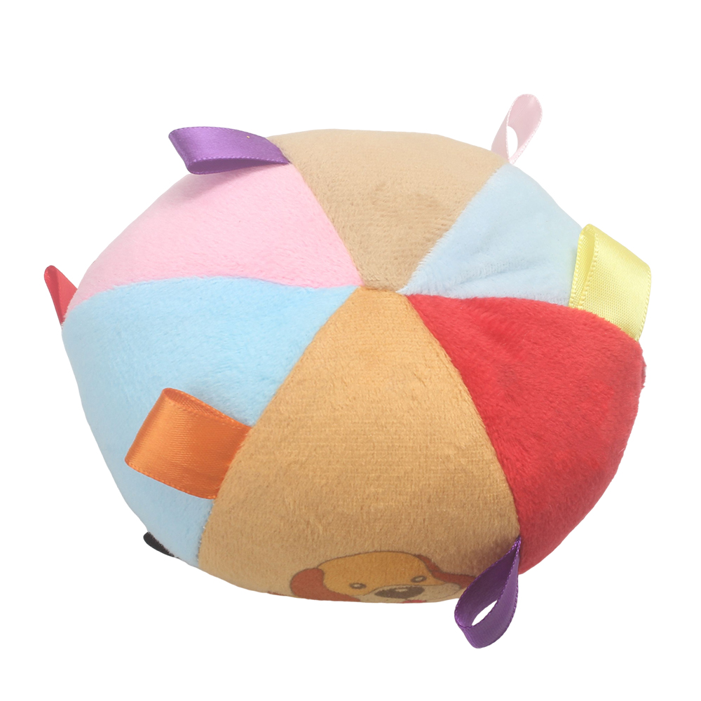 VetaWell Soft Plush Dog Toys for Small Medium Dogs, Colorful Interactive Dog Ball Toy with Sensory Ribbon Tags, Squeaky Puppy Toy for Indoor Fetch and Play
