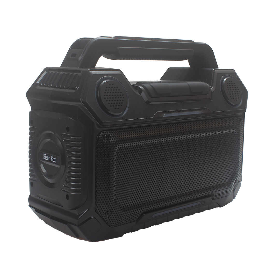 Bison Box Portable Outdoor Bluetooth Loudspeaker, IPX6 Waterproof Rugged Wireless Speaker with Carrying Handle, Deep Bass & Clear Sound for Camping, Beach, Hiking and Traveling