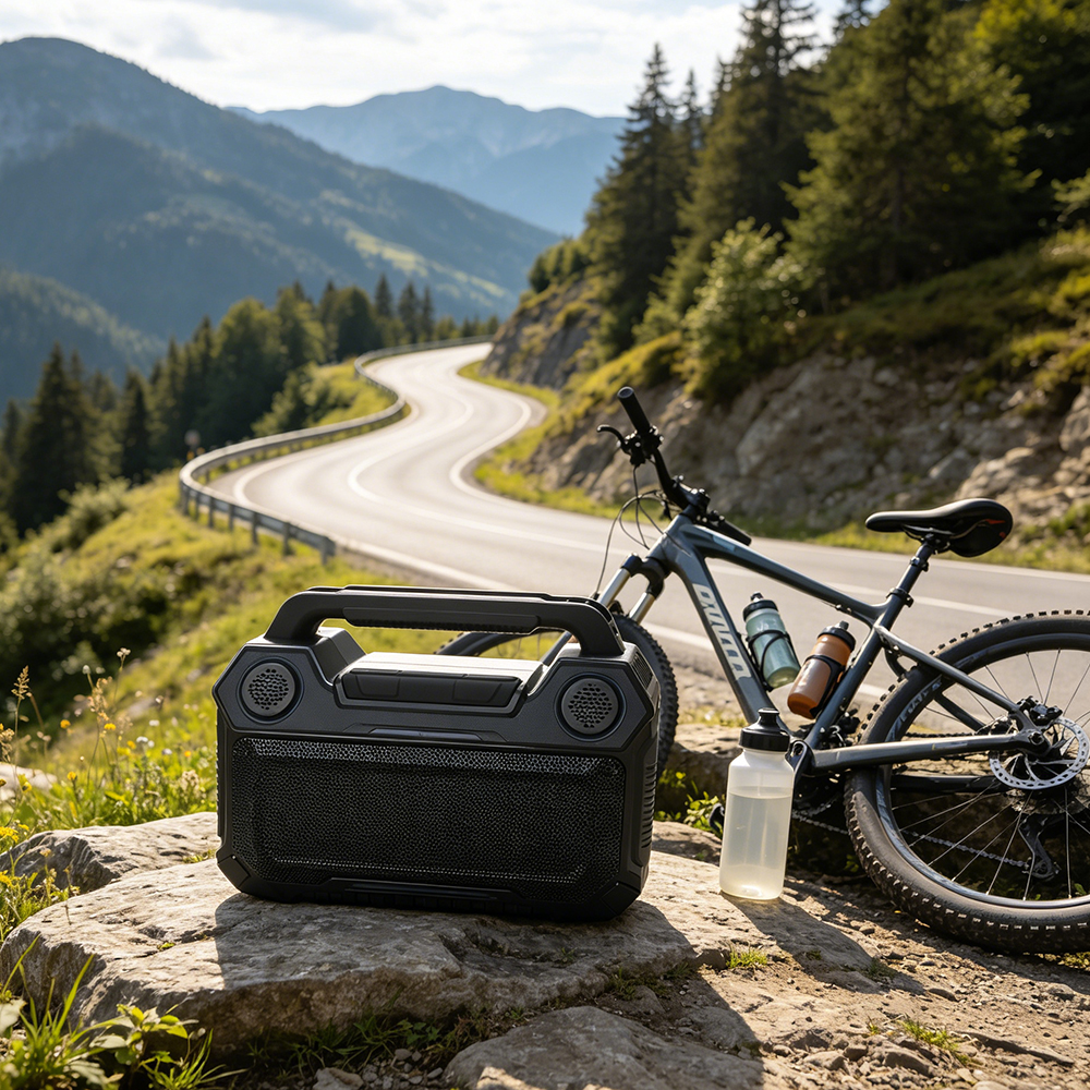 Bison Box Portable Outdoor Bluetooth Loudspeaker, IPX6 Waterproof Rugged Wireless Speaker with Carrying Handle, Deep Bass & Clear Sound for Camping, Beach, Hiking and Traveling