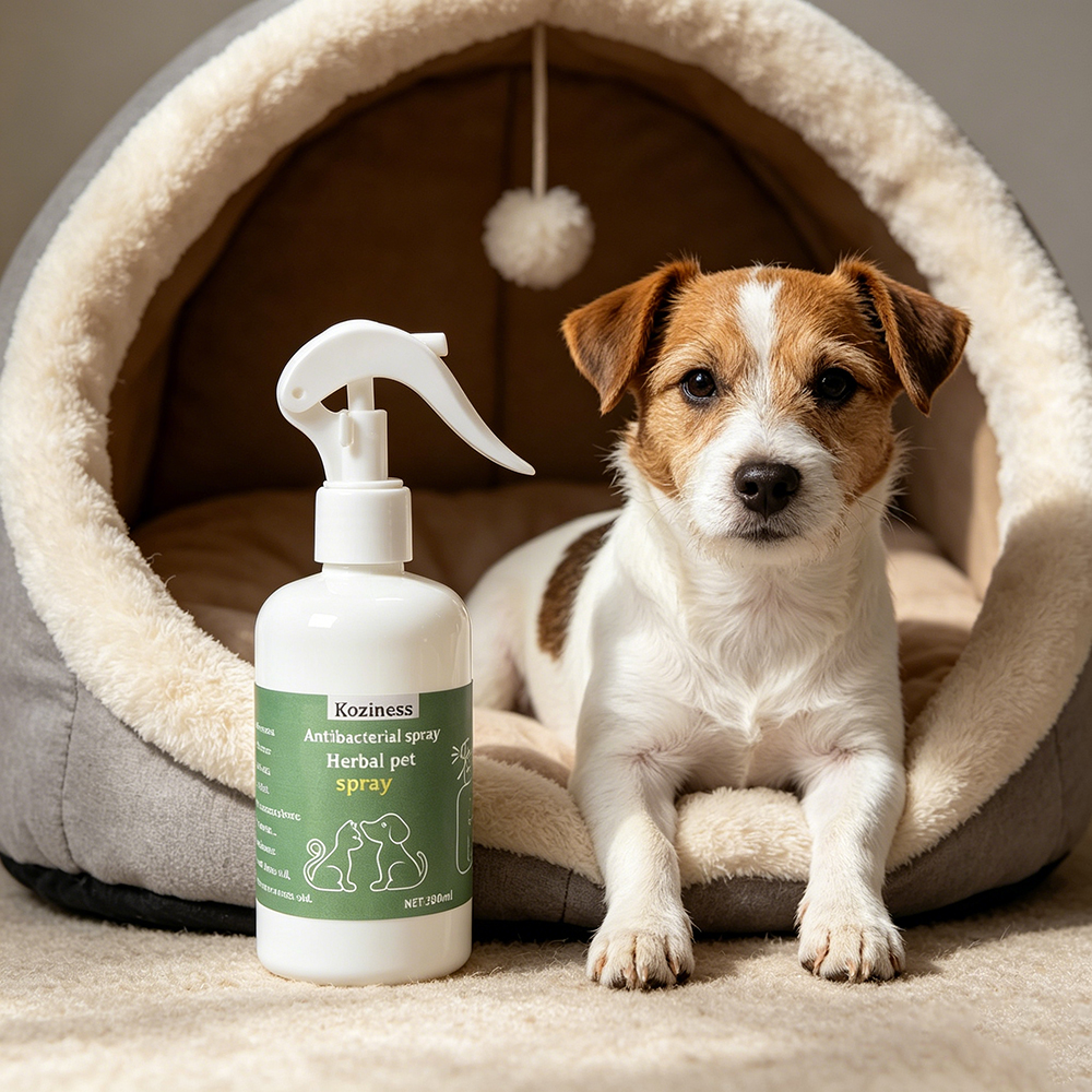 Koziness Gentle Herbal Pet Antibacterial Spray - 10.1oz Non-Toxic Deodorizer for Kittens & Puppies, Effective Antibacterial Spray for Pet Paws, Coats and Sensitive Skin Care