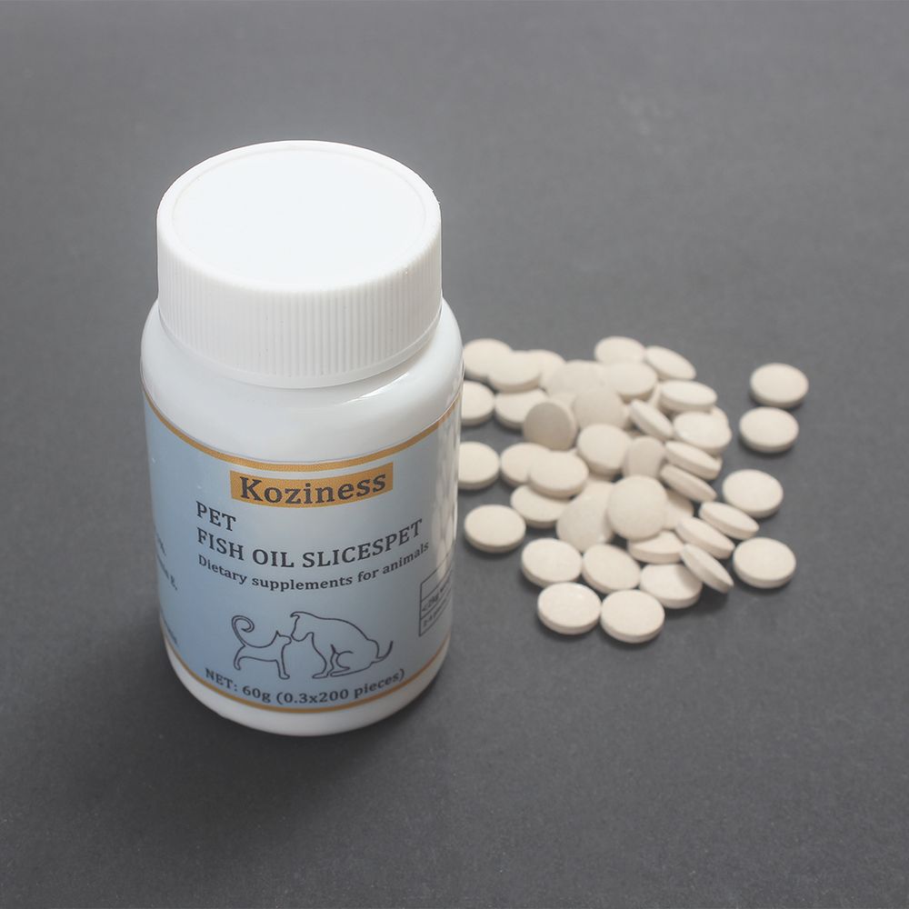 Koziness Pet Fish Oil Slices, Dietary Supplements for Animals for Shiny Coat and Healthy Skin, Omega-3 Rich Tablets for Dogs and Cats, 200 Pieces