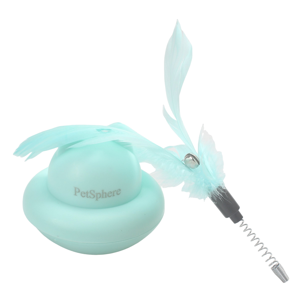 PetSphere Interactive Pet toys - Wobbling Tumbler Cat Toy with Spring Feather Wand, Automatic Bouncing Kitten Teaser for Indoor Floor Exercise and Self-Play.