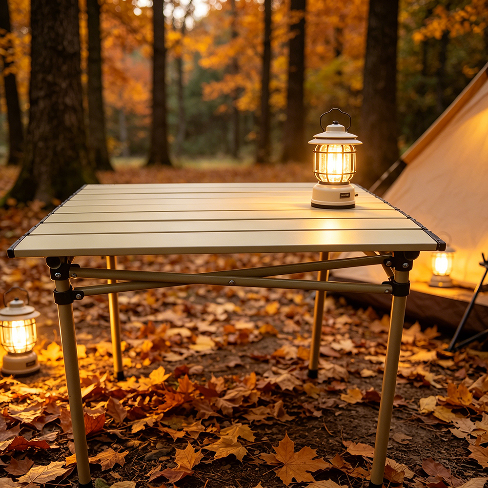 Marenest Portable Folding Camping Table, Lightweight Aluminum Roll-Up Picnic Table with Carrying Bag for Outdoor BBQ, Hiking, Fishing and Beach