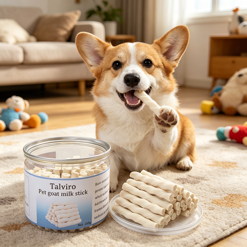 Talviro Pet Goat Milk Sticks, Foodstuffs for animals, High-Calcium Healthy Treats for Dogs & Cats, 220g Delicious Dental Chews for Daily Reward and Snacking.