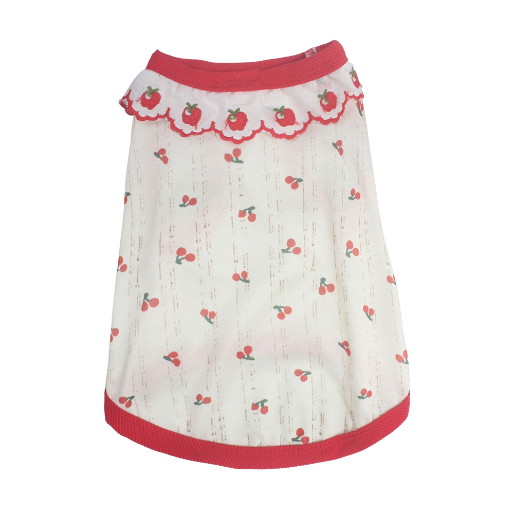 Zetiapax Cherry patterned small pet dress, fashionable pet clothing (Costumes for animals), suitable for cute pet outfits such as festivals, weekend parties, and daily wear