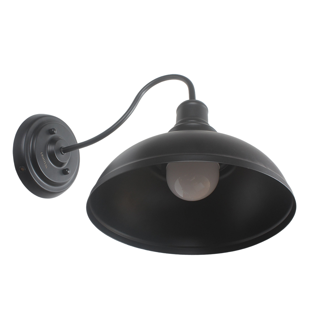 LIGHTESS Industrial Gooseneck Wall Lamp, Classic Black Metal Barn Lighting Fixture, Versatile Electric lamps for Hallway Farmhouse Garage Patio